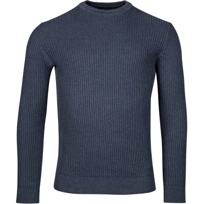 Baileys Trui Crew Neck Uni Color Allover Structure Knit Deep Denim Blue / male Baileys Trui Crew Neck Uni Color Allover Structure Knit Deep Denim Blue / male