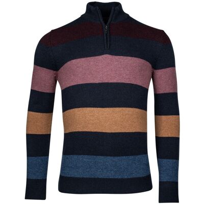 Baileys Trui Lambswool Half Zip Yarn Dyed Stripes Aubergine / male Baileys Trui Lambswool Half Zip Yarn Dyed Stripes Aubergine / male