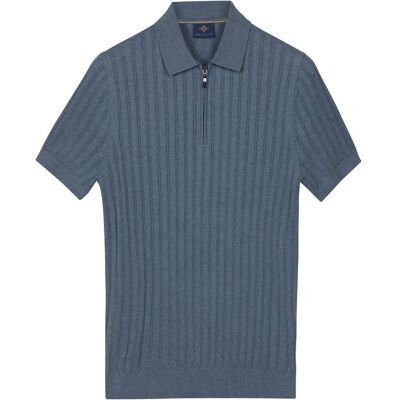 Baileys Polo Zip Collar Drop Needle Knit Stripe Texture Riviera Blue / male Baileys Polo Zip Collar Drop Needle Knit Stripe Texture Riviera Blue / male