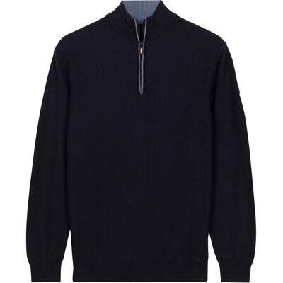 Baileys Trui Half Zip Subtle Faux-Uni Structure Knit Navy / male Baileys Trui Half Zip Subtle Faux-Uni Structure Knit Navy / male
