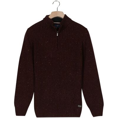 Baileys Trui Half Zip Front Structure Knit Dark Mauve / male Baileys Trui Half Zip Front Structure Knit Dark Mauve / male