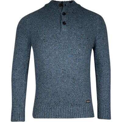 Baileys Trui Fantasy Contrast Knit Colors Half Zip Buttons Single Knit Mid Denim Blue / male Baileys Trui Fantasy Contrast Knit Colors Half Zip Buttons Single Knit Mid Denim Blue / male