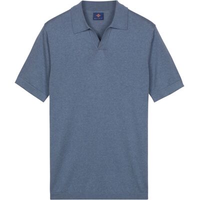 Baileys Polo Knitted Short Sleeve No-Button Collar Riviera Blue / male Baileys Polo Knitted Short Sleeve No-Button Collar Riviera Blue / male