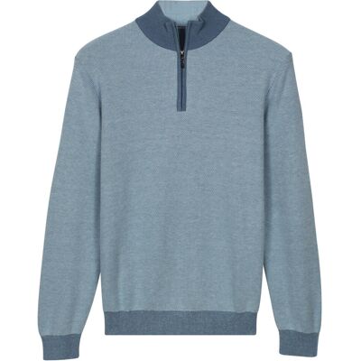 Baileys Trui Half Zip Two-Tone Jacquard Allover Plated Riviera Blue / male Baileys Trui Half Zip Two-Tone Jacquard Allover Plated Riviera Blue / male