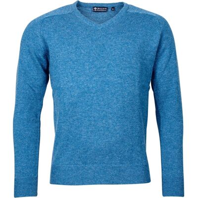 Baileys Trui Two Ply Scottish Lambswool V-Neck Pullover Single Knit Denim Blue / male Baileys Trui Two Ply Scottish Lambswool V-Neck Pullover Single Knit Denim Blue / male