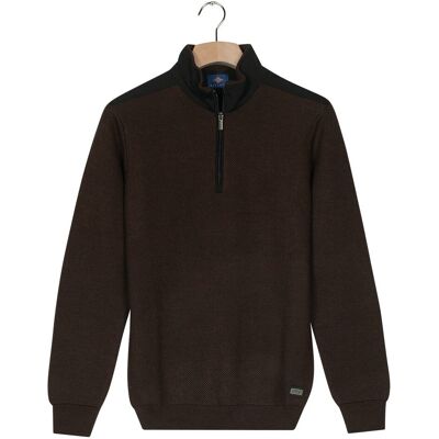 Baileys Trui Uni Color Half Zip Fine Structure Dark Brown / male Baileys Trui Uni Color Half Zip Fine Structure Dark Brown / male