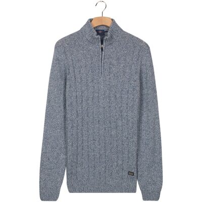 Baileys Trui Half Zip Extra Long Sleeve Front Drop Needle Knit Mid Denim Blue / male Baileys Trui Half Zip Extra Long Sleeve Front Drop Needle Knit Mid Denim Blue / male
