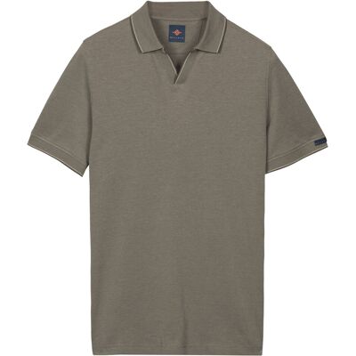 Baileys Polo No-Button Closure Two-Tone Oxford Piqué Stone Grey / male Baileys Polo No-Button Closure Two-Tone Oxford Piqué Stone Grey / male