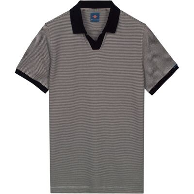 Baileys Polo No Buttons V-Neck Small Yarn Dyed Stripe Navy / male Baileys Polo No Buttons V-Neck Small Yarn Dyed Stripe Navy / male