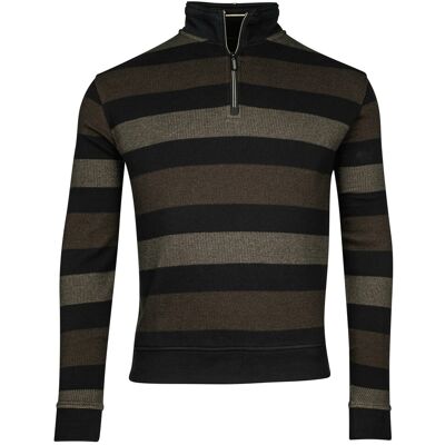 Baileys Trui Half Zip Jacquard Pique Yarn Dyed Stripe Sweat Donker Bruin / male Baileys Trui Half Zip Jacquard Pique Yarn Dyed Stripe Sweat Donker Bruin / male