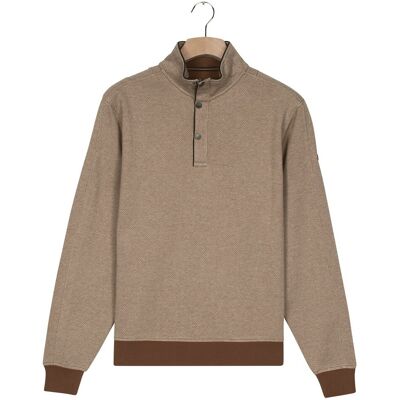 Baileys Trui Half Zip And Press Buttons Collar Jacquard Subtle Texture Sweat Coffee Brown / male Baileys Trui Half Zip And Press Buttons Collar Jacquard Subtle Texture Sweat Coffee Brown / male