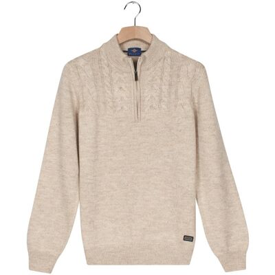 Baileys Trui Half Zip Single Stitch Top Front Cable Design Marshmallow / male Baileys Trui Half Zip Single Stitch Top Front Cable Design Marshmallow / male