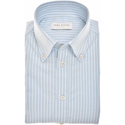 John Miller Overhemd Slim Fit Casual Striped Button Down Organic Cotton Oxford Midden Blauw / male John Miller Overhemd Slim Fit Casual Striped Button Down Organic Cotton Oxford Midden Blauw / male