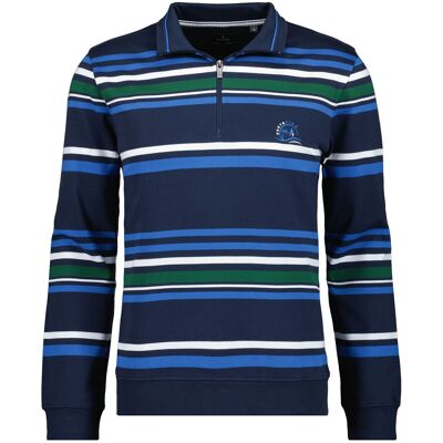 Ragman Trui Striped Jersey Sweater Zip Collar Jeans Blauw / male Ragman Trui Striped Jersey Sweater Zip Collar Jeans Blauw / male