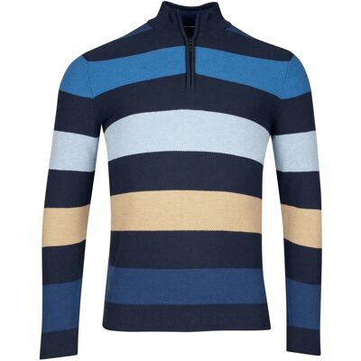 Baileys Trui Half Zip Two-Tone Yarn Dyed Stripes Bright Cobalt / male Baileys Trui Half Zip Two-Tone Yarn Dyed Stripes Bright Cobalt / male