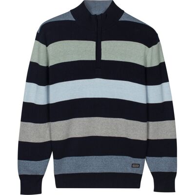Baileys Trui Half Zip Knit Two-Tone Multi Stripe Misty Green / male Baileys Trui Half Zip Knit Two-Tone Multi Stripe Misty Green / male