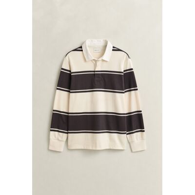 Gant Trui Striped Rugger Polo Collar Charred Wood Brown / male Gant Trui Striped Rugger Polo Collar Charred Wood Brown / male