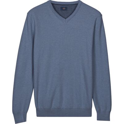 Baileys Trui Cotton V-Neck Pullover Subtle Faux-Uni Structure Knit Riviera Blue / male Baileys Trui Cotton V-Neck Pullover Subtle Faux-Uni Structure Knit Riviera Blue / male