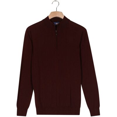 Baileys Trui Half Zip Single Knit Merino Wool Dark Mauve / male Baileys Trui Half Zip Single Knit Merino Wool Dark Mauve / male