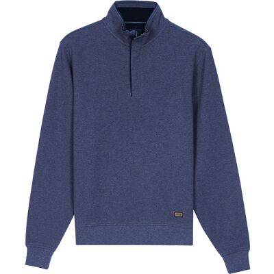 Baileys Trui Jacquard Texture Uni Color Sweat Zip Collar Dark Denim Blue / male Baileys Trui Jacquard Texture Uni Color Sweat Zip Collar Dark Denim Blue / male