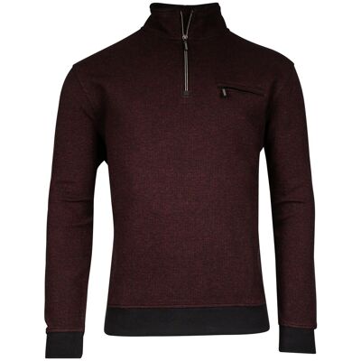 Baileys Trui Half Zip 2-Tone Jacquard Doubleface Interlock Sweat Deep Red / male Baileys Trui Half Zip 2-Tone Jacquard Doubleface Interlock Sweat Deep Red / male