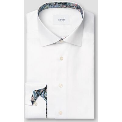 Eton Overhemd Uni Color Signature Twill Subtle Paisley Contrast Fabric Wit / male Eton Overhemd Uni Color Signature Twill Subtle Paisley Contrast Fabric Wit / male