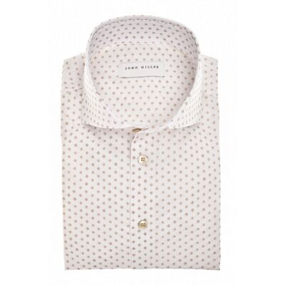 John Miller Overhemd Fantasy Diamond Pattern Wide-Spread Collar Cotton Stretch Licht Bruin / male John Miller Overhemd Fantasy Diamond Pattern Wide-Spread Collar Cotton Stretch Licht Bruin / male