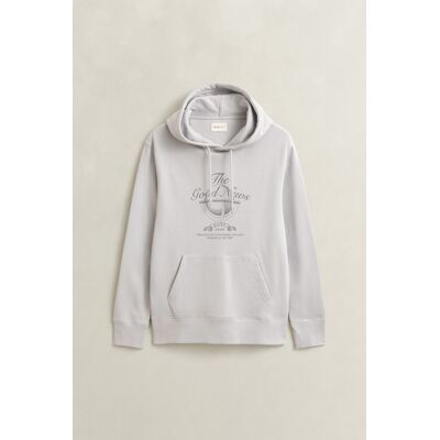 Gant Trui The Good News Graphic Sweat Hoodie Organic Cotton Heather Grey / male Gant Trui The Good News Graphic Sweat Hoodie Organic Cotton Heather Grey / male