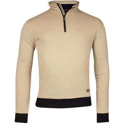 Baileys Trui Sweatshirt Half Zip 2-Tone Oxford Doubleface Jacquard Interlock Deep Sand / male Baileys Trui Sweatshirt Half Zip 2-Tone Oxford Doubleface Jacquard Interlock Deep Sand / male