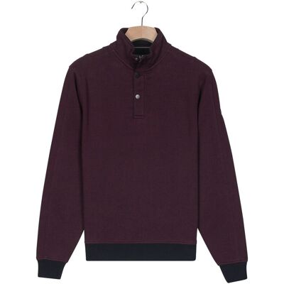 Baileys Trui Half Zip And Press Buttons Collar Jacquard Subtle Texture Sweat Deep Mauve / male Baileys Trui Half Zip And Press Buttons Collar Jacquard Subtle Texture Sweat Deep Mauve / male