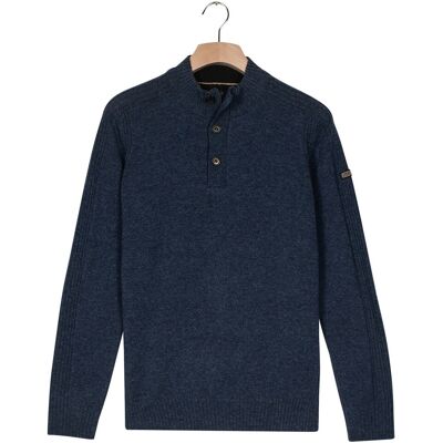 Baileys Trui Lambswool Half Zip Buttons Sleeve Rib Details Dark Denim Blue / male Baileys Trui Lambswool Half Zip Buttons Sleeve Rib Details Dark Denim Blue / male