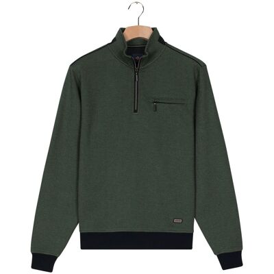 Baileys Trui Sweat Half Zip Two Tone Jacquard Doubleface Interlock Donker Groen / male Baileys Trui Sweat Half Zip Two Tone Jacquard Doubleface Interlock Donker Groen / male