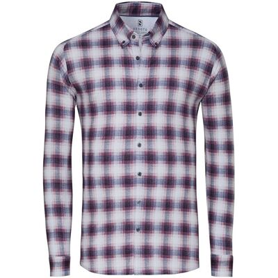 Desoto Overhemd Casual Button-Down 3D Check Flanel Rood-Blauw / male Desoto Overhemd Casual Button-Down 3D Check Flanel Rood-Blauw / male