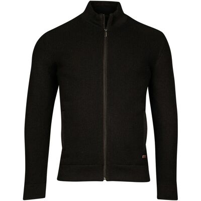 Baileys Vest Cardigan Zip Lined Allover Structure Knit Zwart / male Baileys Vest Cardigan Zip Lined Allover Structure Knit Zwart / male