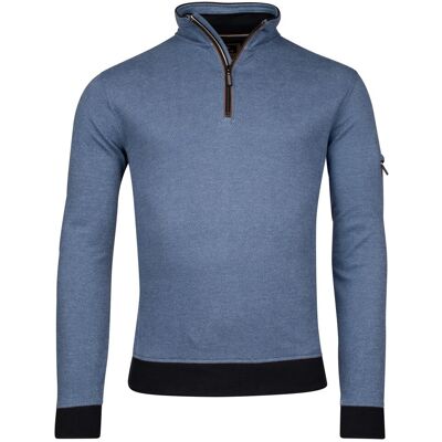 Baileys Trui Sweatshirt Half Zip Yarn Dyed Jacquard Doubleface Interlock Deep Denim Blue / male Baileys Trui Sweatshirt Half Zip Yarn Dyed Jacquard Doubleface Interlock Deep Denim Blue / male