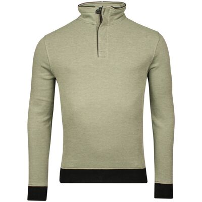 Baileys Trui Sweatshirt Half Zip Oxford Doubleface Jacquard Interlock Olijf Groen / male Baileys Trui Sweatshirt Half Zip Oxford Doubleface Jacquard Interlock Olijf Groen / male