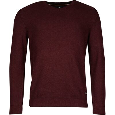 Baileys Trui V-Neck Cotton Structure Knit Aubergine / male Baileys Trui V-Neck Cotton Structure Knit Aubergine / male