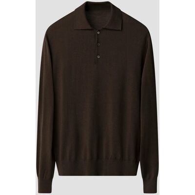 Eton Trui Polo Pullover Luxury Extrafine Merino Donker Bruin / male Eton Trui Polo Pullover Luxury Extrafine Merino Donker Bruin / male
