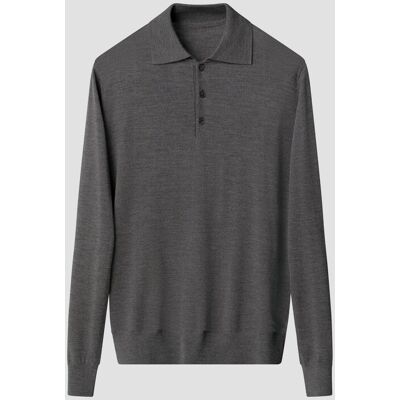 Eton Trui Polo Pullover Luxury Extrafine Merino Donker Grijs / male Eton Trui Polo Pullover Luxury Extrafine Merino Donker Grijs / male