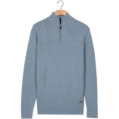 Baileys Trui Half Zip Extra Long Sleeve Front Argyle Jacquard Knit Faded Denim Blue / male Baileys Trui Half Zip Extra Long Sleeve Front Argyle Jacquard Knit Faded Denim Blue / male