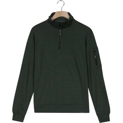 Baileys Trui Sweat Half Zip Yarn Dyed Pinstripe Interlock Sleeve Zip Pocket Dark Forest / male Baileys Trui Sweat Half Zip Yarn Dyed Pinstripe Interlock Sleeve Zip Pocket Dark Forest / male