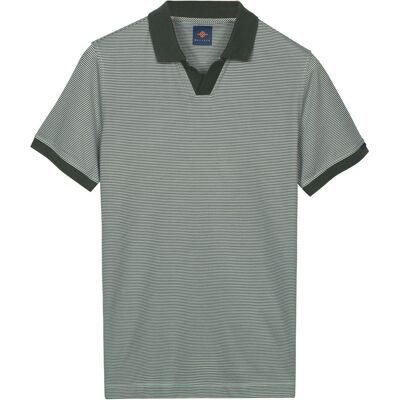Baileys Polo No Buttons V-Neck Small Yarn Dyed Stripe Thyme Green / male Baileys Polo No Buttons V-Neck Small Yarn Dyed Stripe Thyme Green / male
