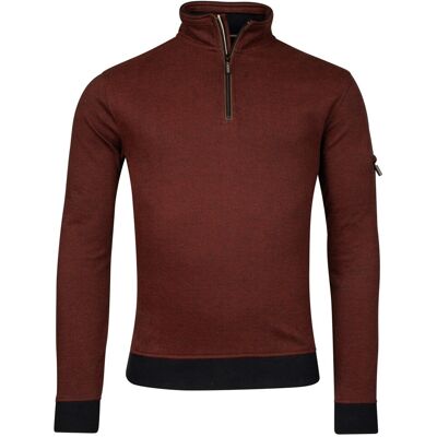 Baileys Trui Sweatshirt Half Zip Yarn Dyed Jacquard Doubleface Interlock Deep Orange / male Baileys Trui Sweatshirt Half Zip Yarn Dyed Jacquard Doubleface Interlock Deep Orange / male