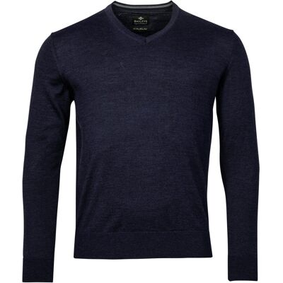 Baileys Trui V-Hals Merinowol Uni Color Single Knit Dark Blue / male Baileys Trui V-Hals Merinowol Uni Color Single Knit Dark Blue / male