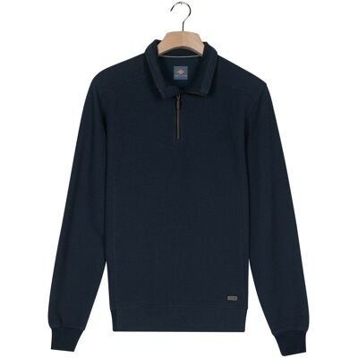 Baileys Trui Sweat Half Zip Hi-Low Structure Uni Color Dark Denim Blue / male Baileys Trui Sweat Half Zip Hi-Low Structure Uni Color Dark Denim Blue / male