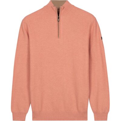 Baileys Trui Half Zip Subtle Faux-Uni Structure Knit Soft Peach / male Baileys Trui Half Zip Subtle Faux-Uni Structure Knit Soft Peach / male