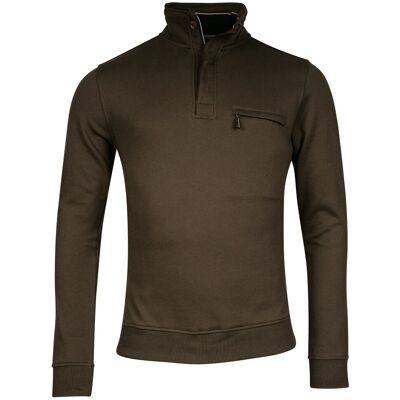 Baileys Trui Half Zip Allover Honeycomb Piqué Sweat Donker Groen / male Baileys Trui Half Zip Allover Honeycomb Piqué Sweat Donker Groen / male