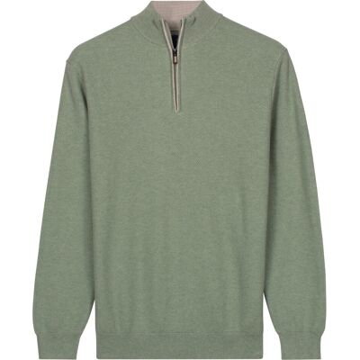 Baileys Trui Half Zip Subtle Faux-Uni Structure Knit Misty Green / male Baileys Trui Half Zip Subtle Faux-Uni Structure Knit Misty Green / male