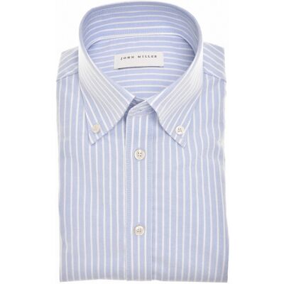 John Miller Overhemd Slim Fit Casual Striped Button Down Organic Cotton Oxford Licht Blauw / male John Miller Overhemd Slim Fit Casual Striped Button Down Organic Cotton Oxford Licht Blauw / male