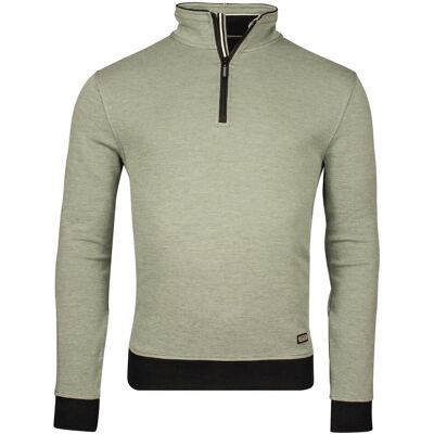 Baileys Trui Sweatshirt Half Zip 2-Tone Oxford Doubleface Jacquard Interlock Olijf Groen / male Baileys Trui Sweatshirt Half Zip 2-Tone Oxford Doubleface Jacquard Interlock Olijf Groen / male